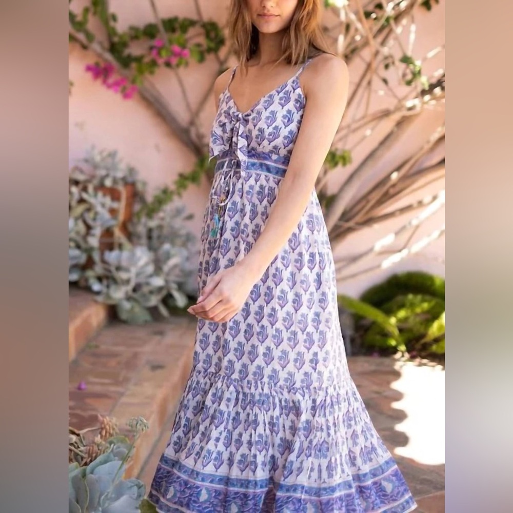 Alicia Bell Alexa Midi Dress In Blue Purple Motif small Nwot Size small